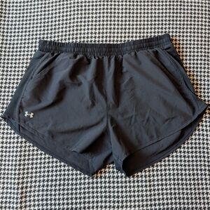 Under Armour black workout running shorts with inner liner
